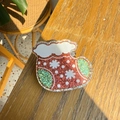 Y2K Christmas stocking hair clip with red glitter acrylic and snowflake patterns - Christmas Sock