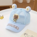 Light blue mesh baseball cap for toddlers with cute bear astronaut and plush ears - 48-52cm / Style 1 Blue