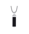 Men's rectangular silver pendant with black onyx inlay on a stylish box chain - Silver Black Epoxy Pendant (No Chain)