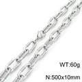 Silver stainless steel Cuban chain necklace with lobster clasp, 500x10mm size and 60g weight - Necklace 50cm / Silver