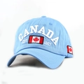 Light blue cotton baseball cap featuring white 3D Canada embroidery and flag patch - M / Sky Blue