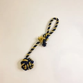 Détail du jouet pour chien en coton tressé bleu et jaune avec nœud résistant et poignée - 35cm 75g / Nœud de Balle Bleu Jaune