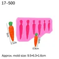 Pink silicone carrot fondant mold with orange carrot models for Easter cake decoration - Style 5 / Pink
