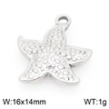 Silver starfish pendant in stainless steel with textured dots and hanging loop - Silver Sea Star (KLJ9928-Z)
