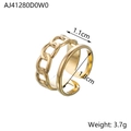 Detailed dimensions of hollow chain pattern stainless steel ring with 1.1cm width - AJ41280 Layered Chain / Gold