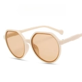 Occhiali da sole retrò montatura color tè al latte con lenti arancioni e forma poligono - Montatura Beige Lenti Tè