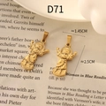 Französisches Kreuzanhänger-D71 aus 18K vergoldetem Titanstahl mit Maßangaben - D71 Gold (Religiöse Figur Set) / 1.45cm x 2.5cm / Gold