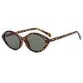 Vintage cat eye sunglasses with dark tortoiseshell frame and silver rivet details - Tortoise Frame Dark Green Lens