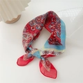 Fashionable paisley pattern square scarf in red and blue, elegant cotton linen neckerchief - Red-Blue Paisley-Heart Pattern