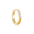 Orecchini a cerchio in argento S925 placcato oro con zirconi cubici tondi incastonati - Argento Sterling 925 - Singolo / Giallo Brillante