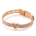 Rose gold mesh bracelet with heart-shaped mama slider charm and adjustable strap - Mama Heart Style (KB112803-K)