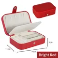 Portable double-layer red PU leather jewelry box for rings and earrings storage - Double Layer Sheepskin Texture / Red
