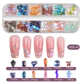 12-grid nail art rhinestones set featuring mixed shapes and sizes for DIY manicure decor - Large Aurora Rhinestone (12TZ-16)