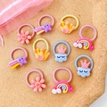 Kids elastic hair bands set with cute resin flower, crown, and rainbow decorations - Crown Style (2#) / 10 Pieces Pack