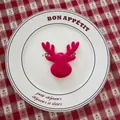 Rose pink flocked reindeer head ornament for DIY Christmas tree and festive home decor - Deer Head-02 (Rose Red)