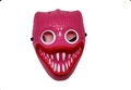 Pink poppy monster glowing mask for kids featuring white fangs and black elastic strap - Red