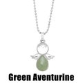 Macro detail of angel pendant featuring pear-shaped green aventurine gemstone - Green Aventurine