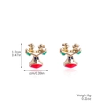 Boucles d'oreilles renne de Noël dorées avec détails en émail rouge et vert, 1,2 cm x 1 cm - Stud boucles d'oreilles / SD-05 Tête de Renne Vert Rouge