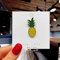 Detailed close-up of a pineapple enamel pin with yellow drip oil on a display card - 1*Large Pineapple Pin