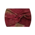 Elastic wide yoga headband featuring a dark red and light brown tie-dye twisted design - 27-Red Brown Tie-dye