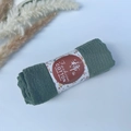 Dark green pleated cotton viscose scarf with a textured bubble surface and paper wrap - Style #21