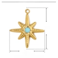 Dimensioni dettagliate del ciondolo a stella ottagonale dorata con smalto azzurro - Stella Blu Oro (YE172)