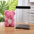 Pink foam rose bear with white heart in clear display box for Valentine's Day gift - 23CM Bear+Gift Box+Light / Clear Pink with White Heart