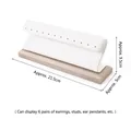 White leather jewelry earring display stand with dimensions 21.5cm x 9.5cm and 6 slots - 12-Pair Earring Holder (White/Champagne)