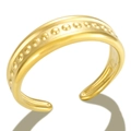 Minimalistische V-vormige goud vergulde ring van RVS met stippelstructuur - Gouden Studded Dot Open Stijl (R976G)