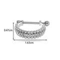 Clou d'oreille en U en acier inoxydable argenté avec zircons cubiques - Style de Bord Perlé à Double Rangée (2615-3#) / Argenté