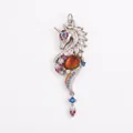 Pendentif licorne en argent avec opale colorée, perles et pierres de zircon bleu - K580381-Orange W Gold Unicorn