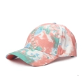 Tie-dye baseball cap featuring pink, turquoise, and blue patterns on cotton twill fabric - Adjustable / 11# Pink and Green Tie-dye