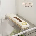 Single layer slim food storage box with freshness dial and brown handle, 30x7x5.5cm - Medium - Single Layer / Cream White