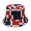 Détail du chapeau bob avec motif drapeau République Dominicaine et bordure cousue - M (56-58cm) / Blocs Armoiries Dominicaines (L)