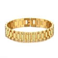 Pulsera presidencial clásica de 15 mm en acero inoxidable dorado con eslabones - Dorado