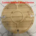 Portable bamboo outdoor wine table with divided snack compartments and glass holders - Bamboo In Stock