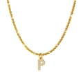 Elegant gold titanium steel necklace with sparkling crystal letter P pendant in INS style - Letter P / Gold