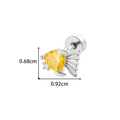 Clou d'oreille queue de poisson en argent avec pierre jaune et cristaux, 0,92 cm - Gemme Jaune Queue de Poisson (908-6#Argent)
