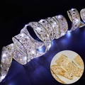 Champagne gold LED ribbon lights with sparkling star patterns for Christmas tree decoration - 1M 10-LED Battery Powered / Gold Ribbon (White Light)