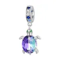 Sterling silver sea turtle charm with purple-blue gradient crystal and zircon stones - BSC849-Phantom Sea Turtle