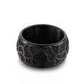 Anillo vintage de hombre en acero negro con relieve y acabado interior en metal cepillado - US 8 / Negro