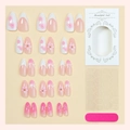 Uñas postizas 3D con flores rosas y puntas francesas con perlas en un kit de manicura - Estilo en Caja (2XB1-14072)