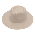 Cappello Panama classico in paglia fatto a mano con tesa larga e corona piatta - Beige Chiaro (Colore 04)