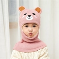 Bufanda con capucha de punto rosa con orejas de oso y bordado en un niño pequeño - Talla única / Oso Rosa