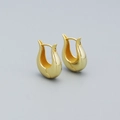 Orecchini a cerchio a U minimalisti in stile francese con finitura in metallo dorato - Argento 925 / Oro