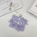Detail of purple fabric card holder with clear window and three decorative bows - Light Purple (Without Ornaments)