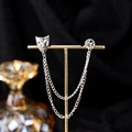 Vintage silver baroque brooch with mask, gear charm, and double chain tassels - Mask (TL0074) / Silver