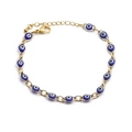 Bracelet plaqué or avec breloques œil bleu et chaîne réglable munie d'un fermoir mousqueton - Bleu