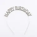 Cerchietto HAPPY BIRTHDAY con strass argento per festa di compleanno da donna - Cerchietto Happy Birthday / Argento