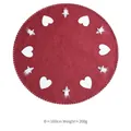 Gonna per albero di Natale 100cm in feltro rosso con cuori e figure di gnomi - Stile Gnomo Cuore su Fondo Rosso / Diametro 100CM